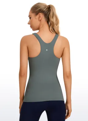 High Neck Racerback Tanks with Built-in Bra