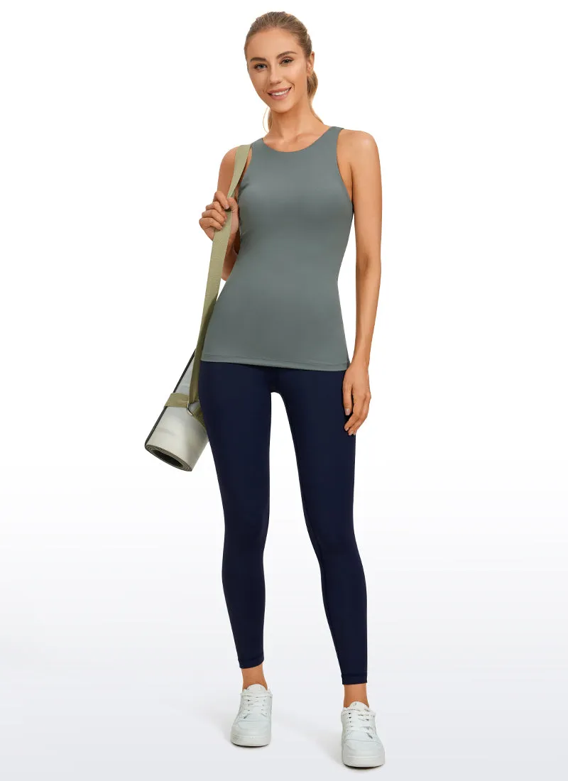 High Neck Racerback Tanks with Built-in Bra