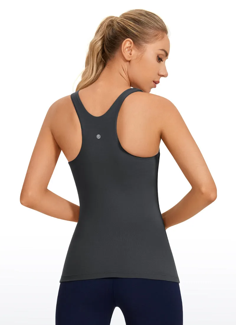 High Neck Racerback Tanks with Built-in Bra