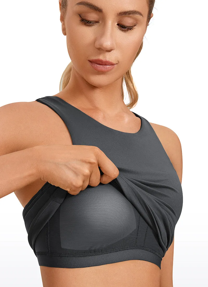 High Neck Racerback Tanks with Built-in Bra