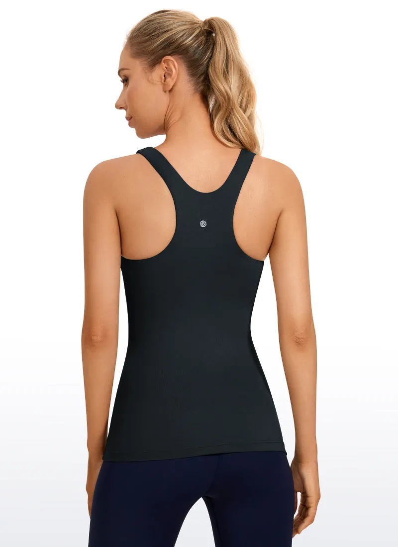 High Neck Racerback Tanks with Built-in Bra