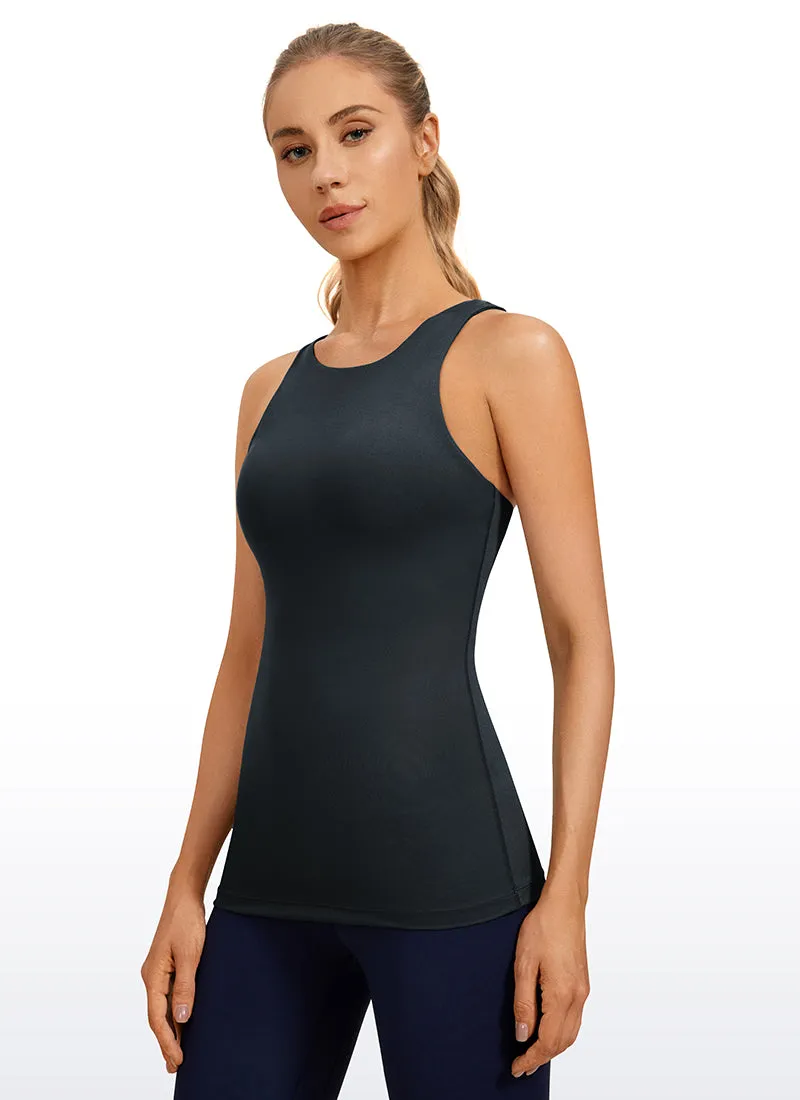 High Neck Racerback Tanks with Built-in Bra