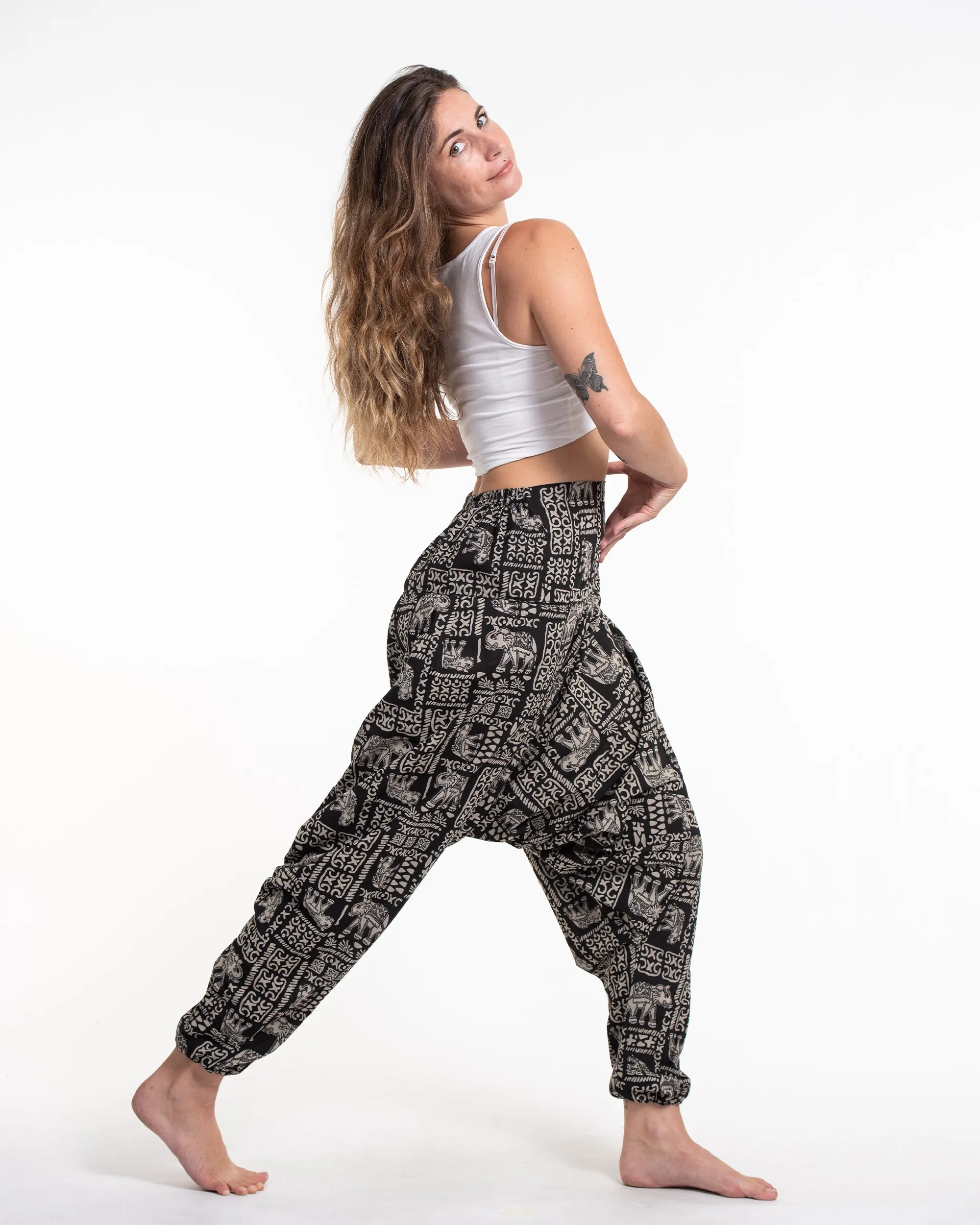 Black Hill Tribe Elephant Printed Women's Harem Pants