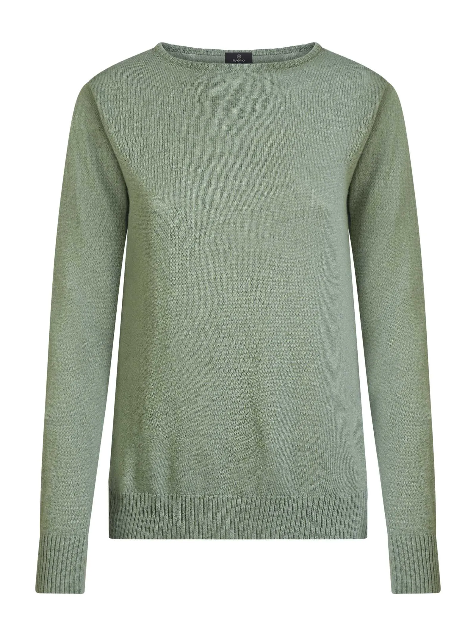 Women's Iceberg Green Boat Neck Sweater in Nice Wool