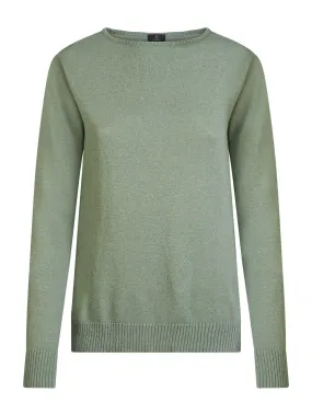 Women's Iceberg Green Boat Neck Sweater in Nice Wool