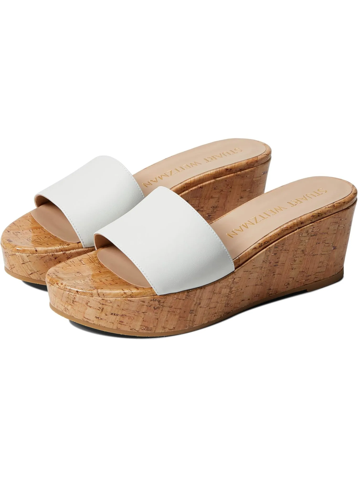 Womens Ivory Cork Platform Summer Wedge Heels by STUART WEITZMAN