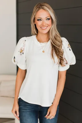 Ivory Great News Puff Sleeve Top