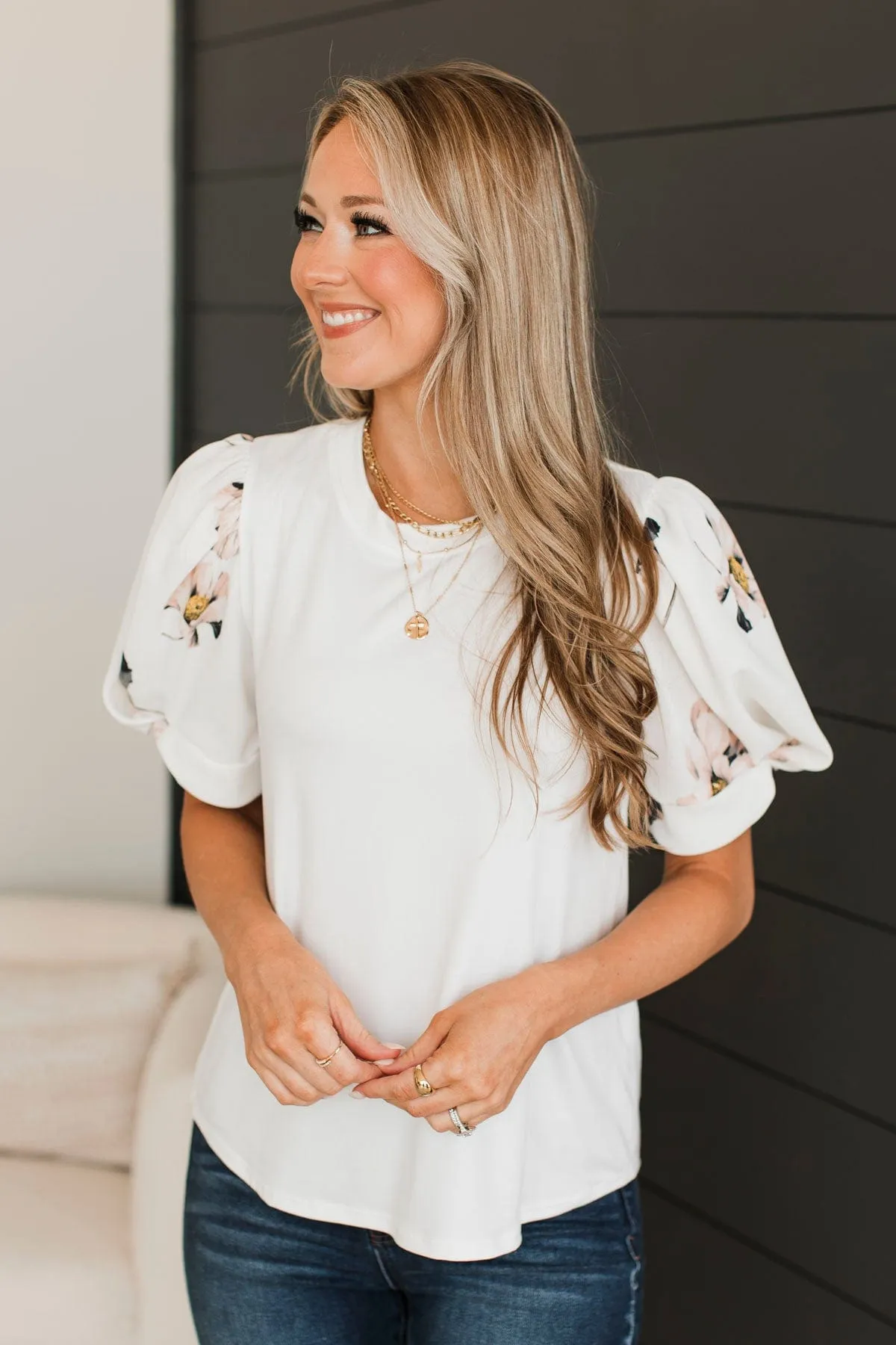 Ivory Great News Puff Sleeve Top