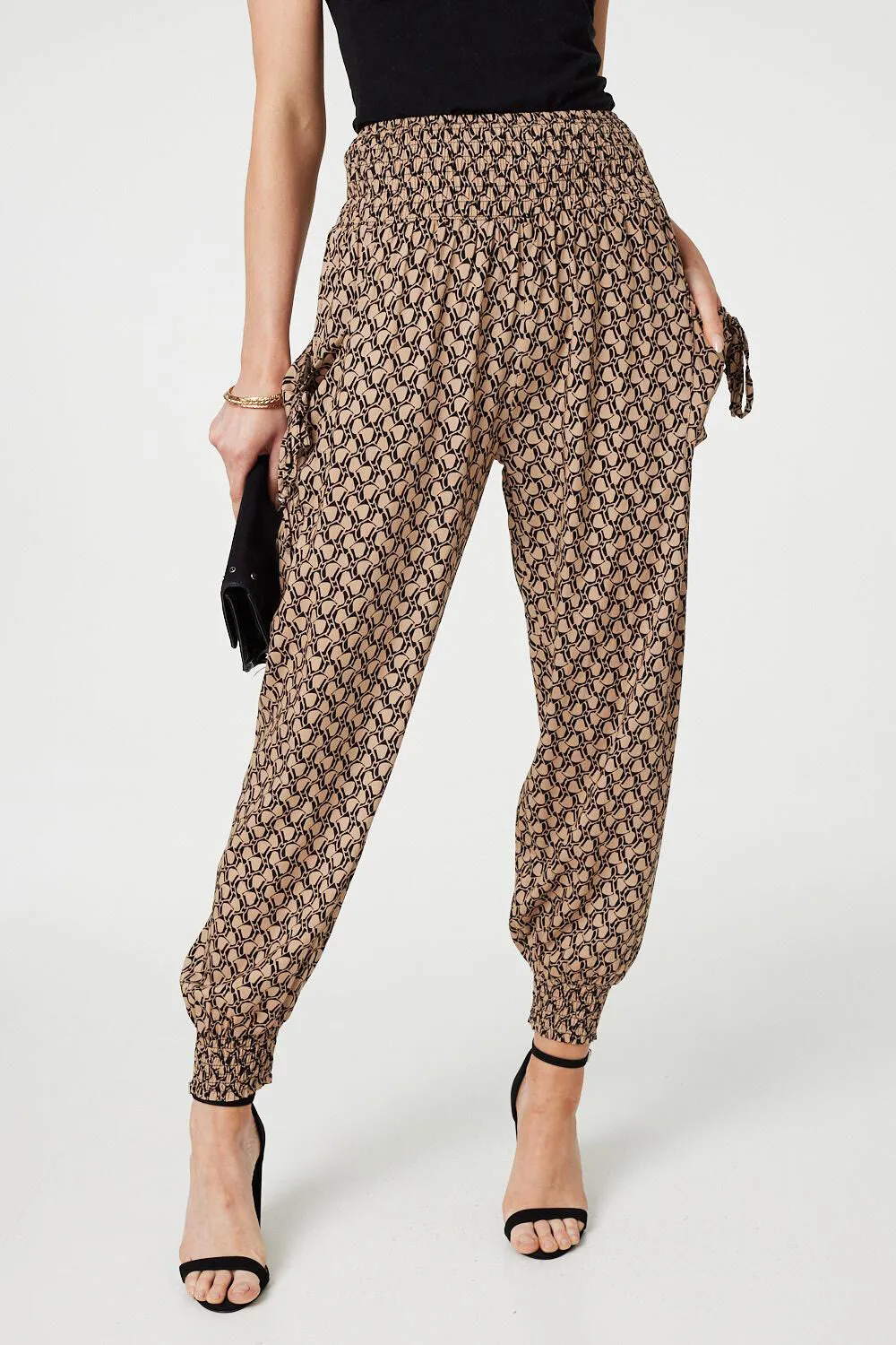 Izabel London Printed High Waist Tassel Harem Pants