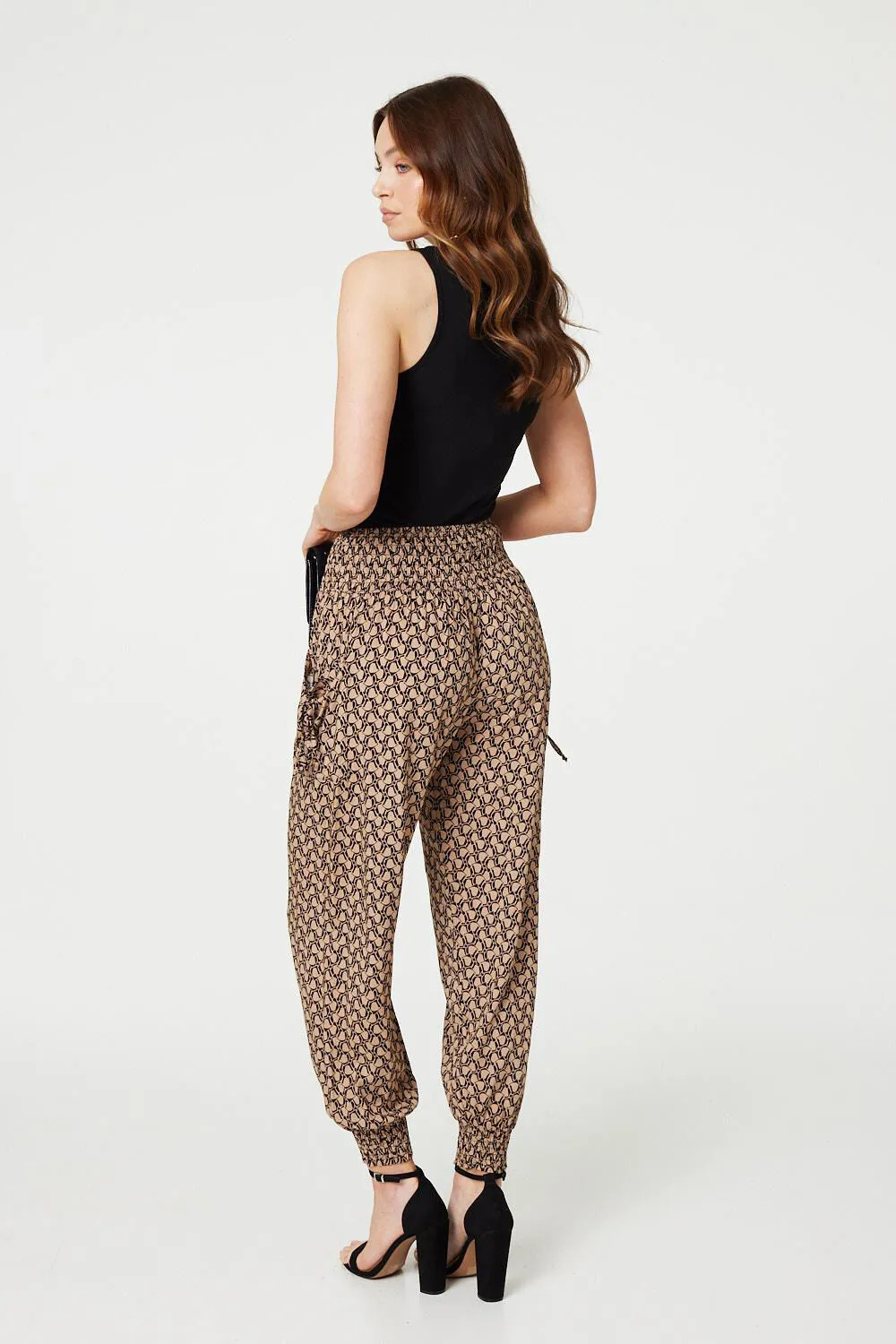 Izabel London - Printed High Waist Tassel Harem Trousers