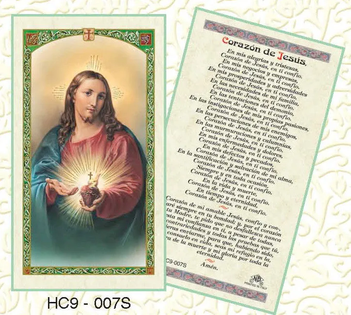 Corazon de Jesus Prayer Card