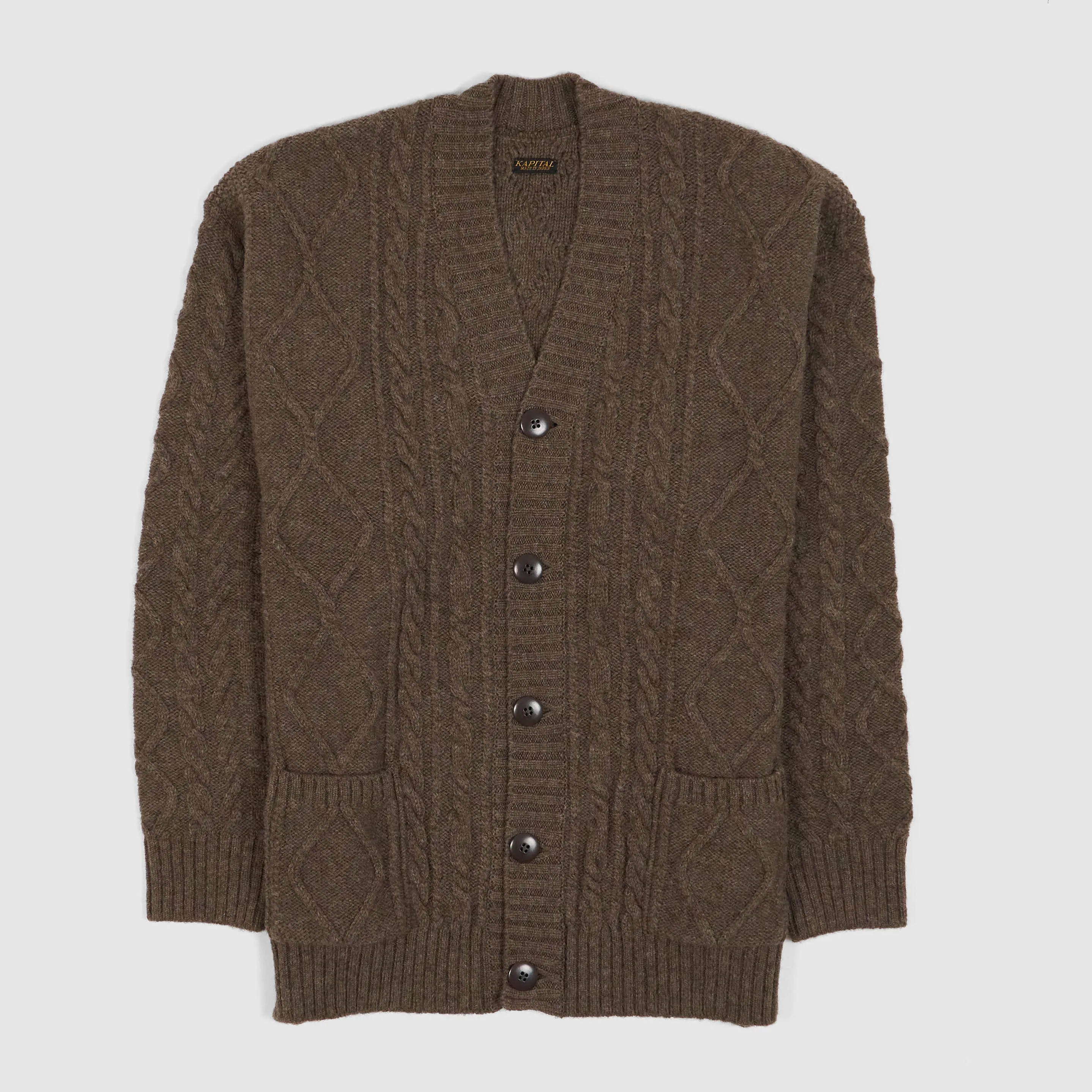 Kapital Cable Knit Smiling Elbow Cardigan