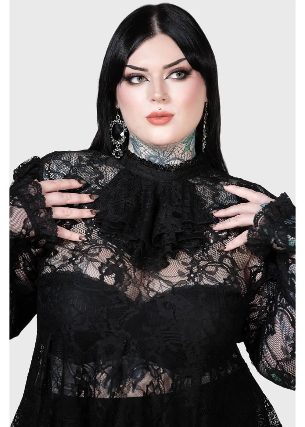 Black Lace Blouse Fickle Feud Killstar