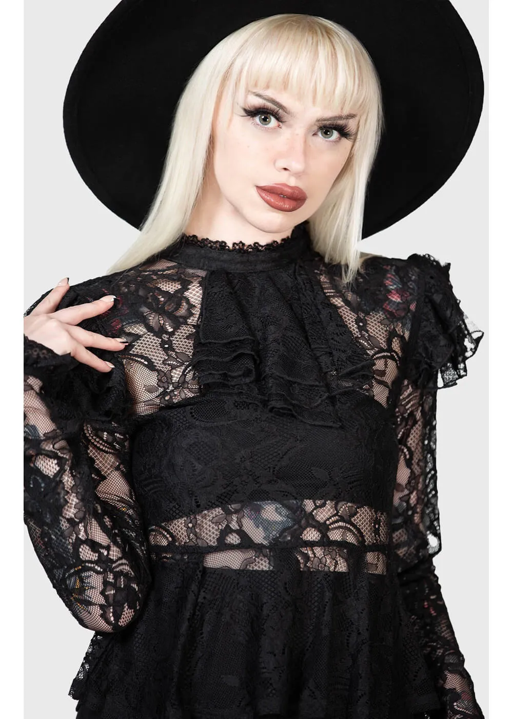 Black Lace Blouse Fickle Feud Killstar