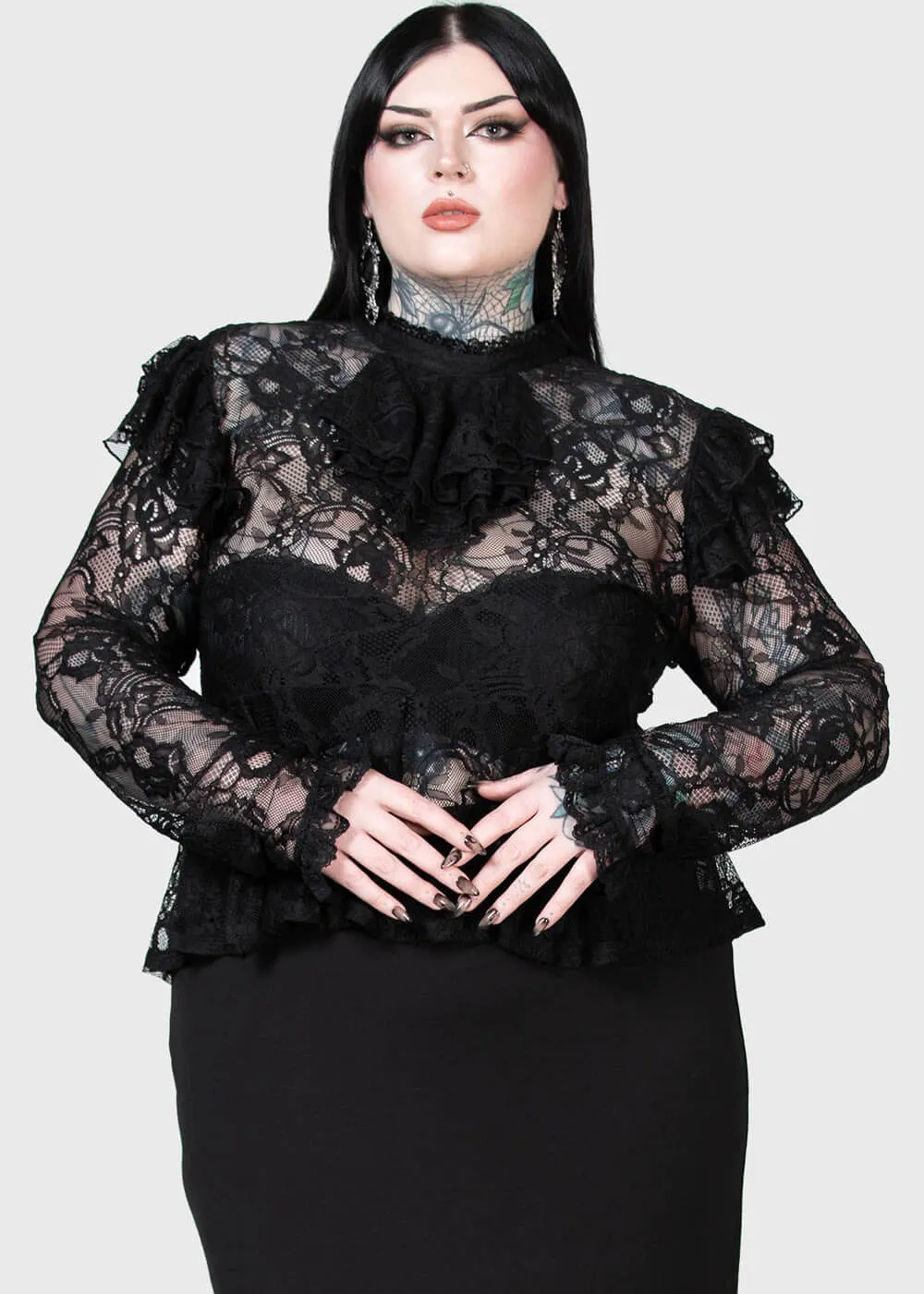 Black Lace Blouse Fickle Feud Killstar