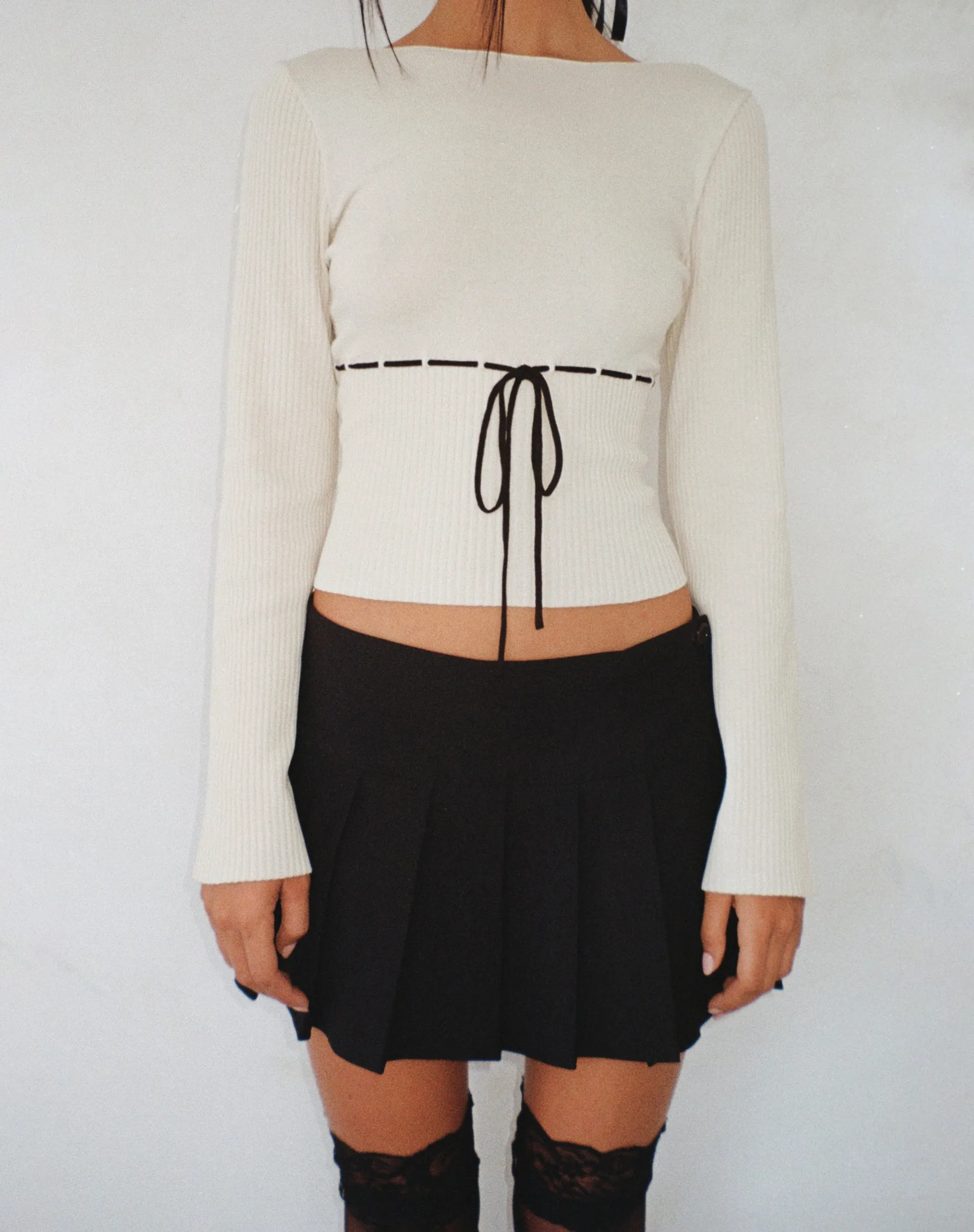 Knitted Long Sleeve Top Beige