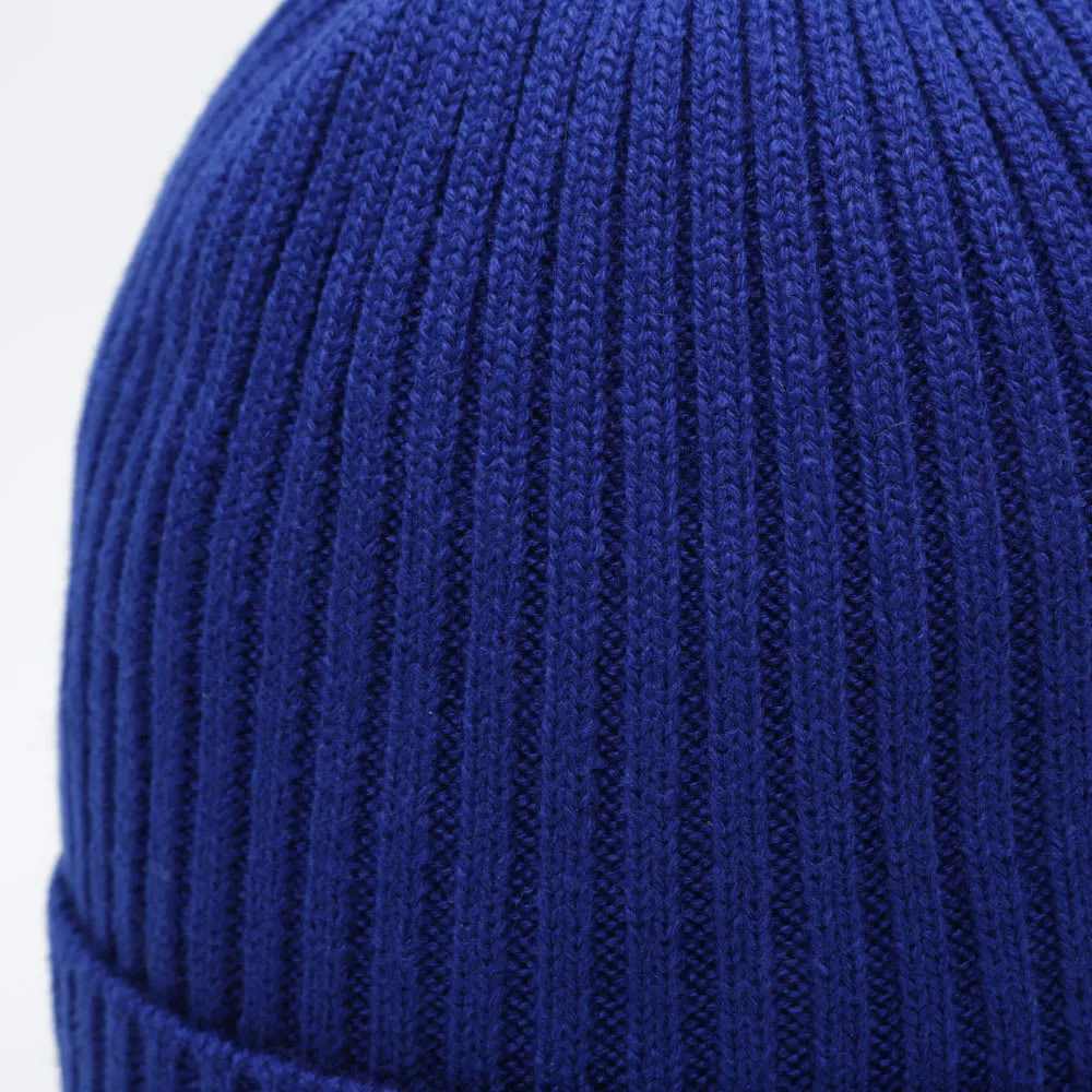 Mt. Rainier Design Knitted Ribbed Cuff Beanie in Cobalt