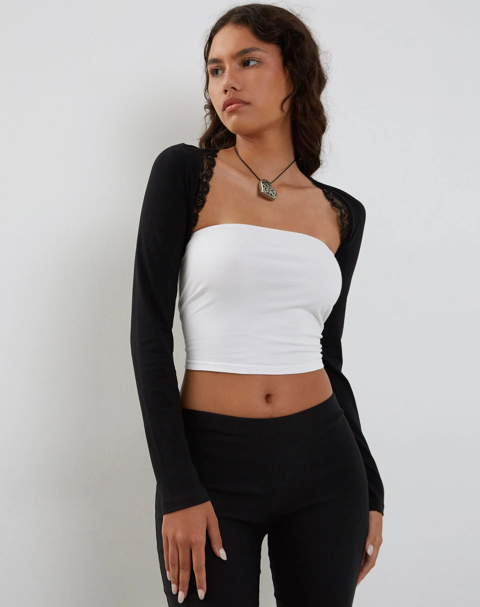 Lace Trim Shrug Top Lycra