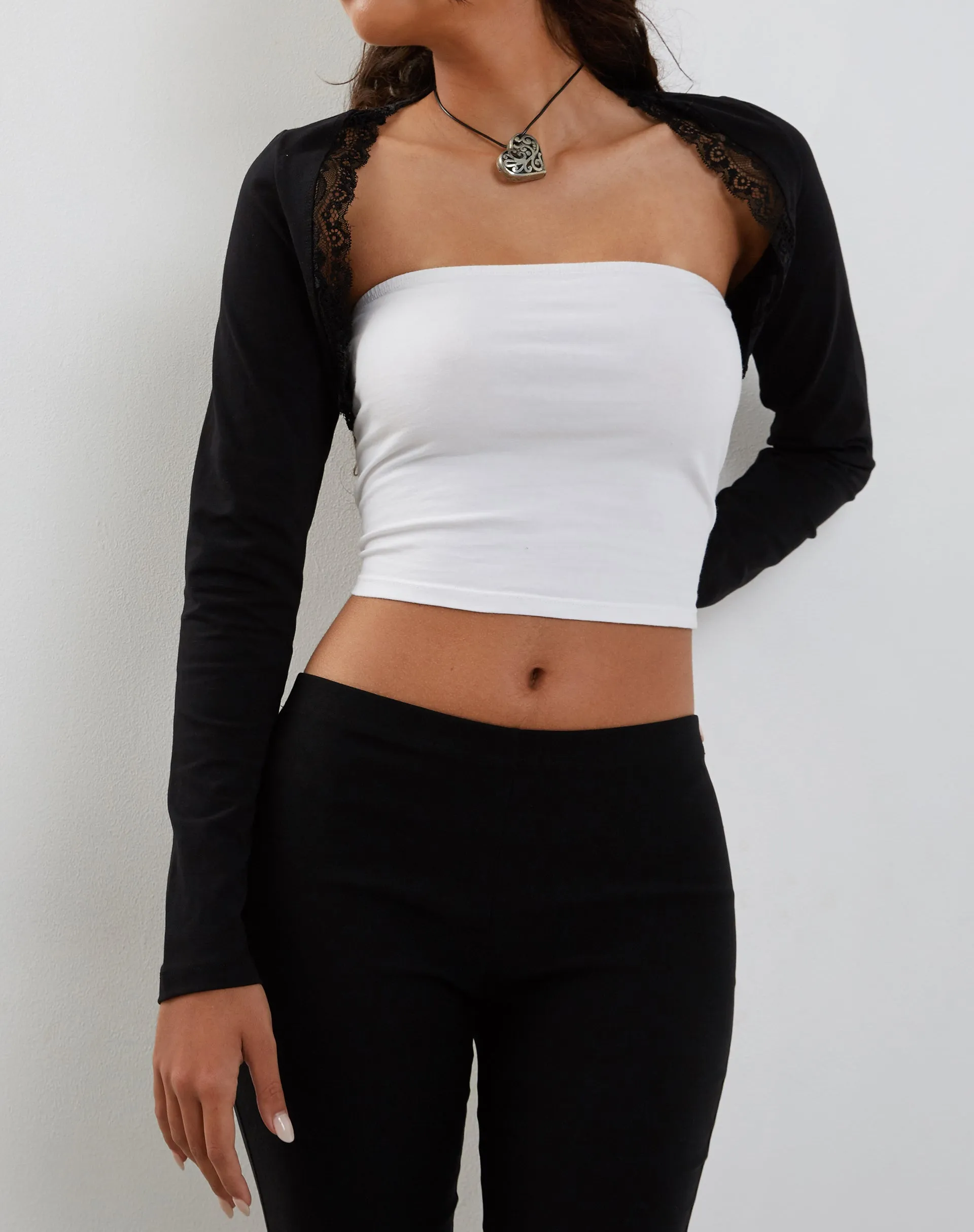 Lace Trim Shrug Top Lycra