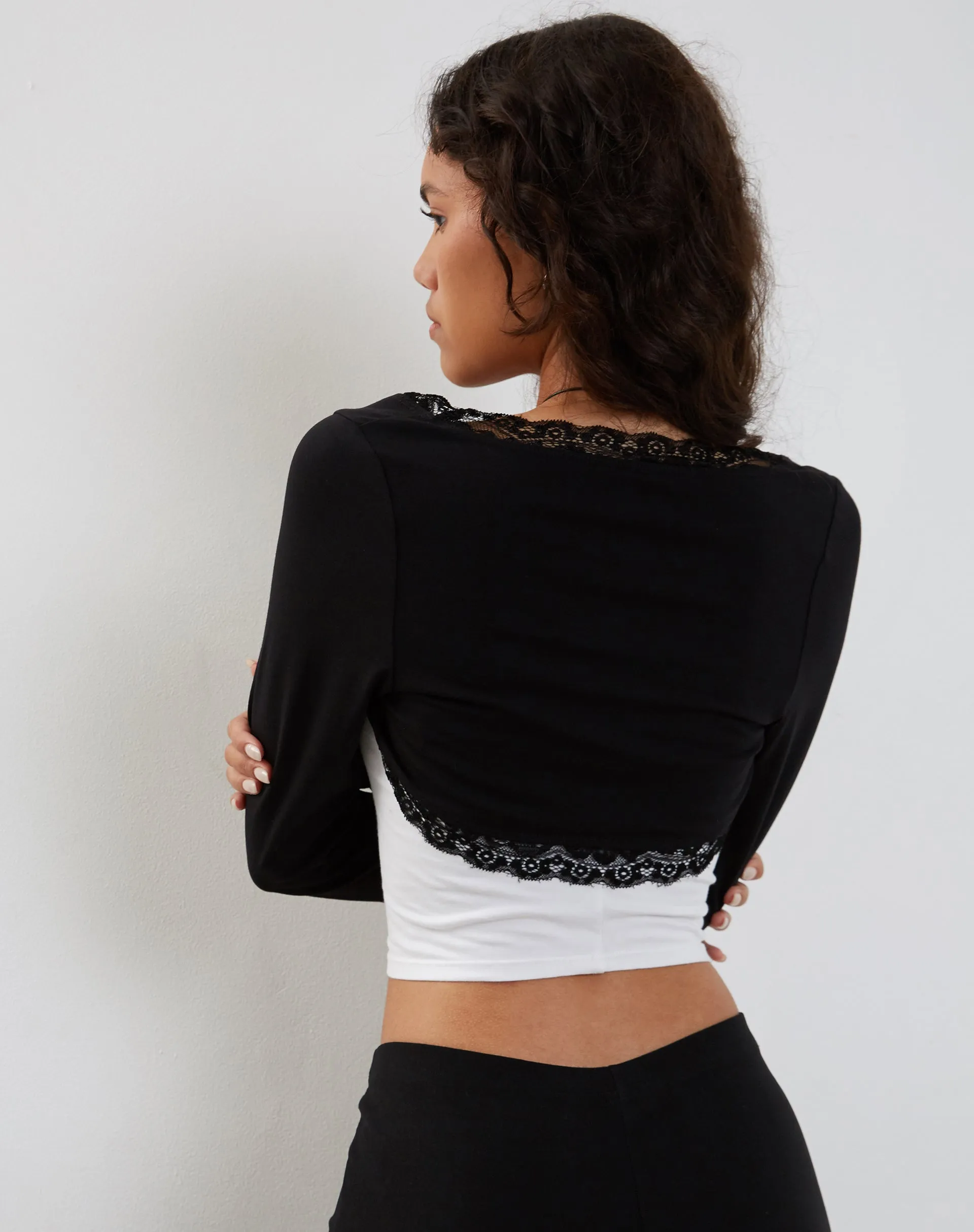 Lace Trim Shrug Top Lycra