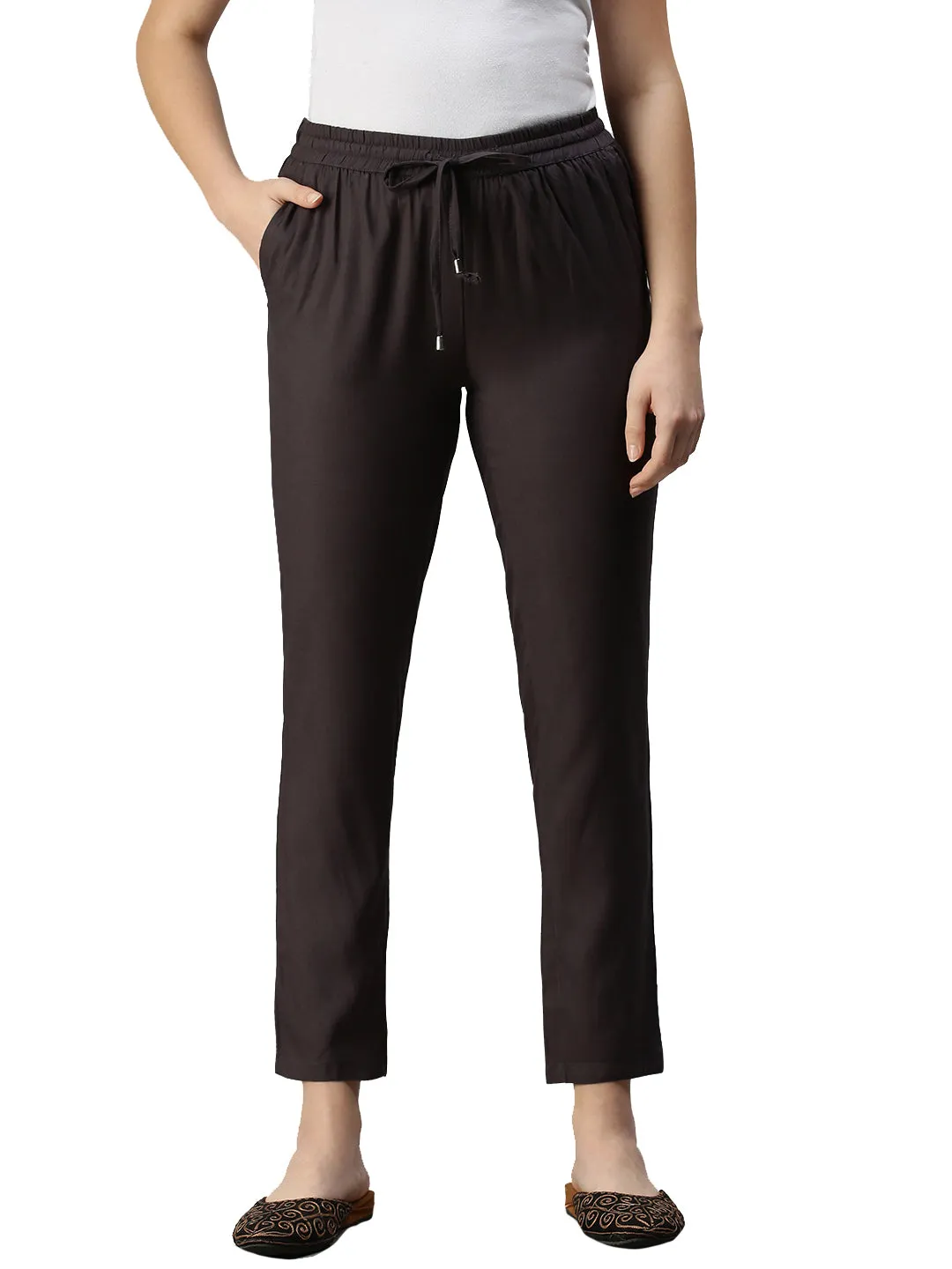 Ladies Straight Pant Dark Grey