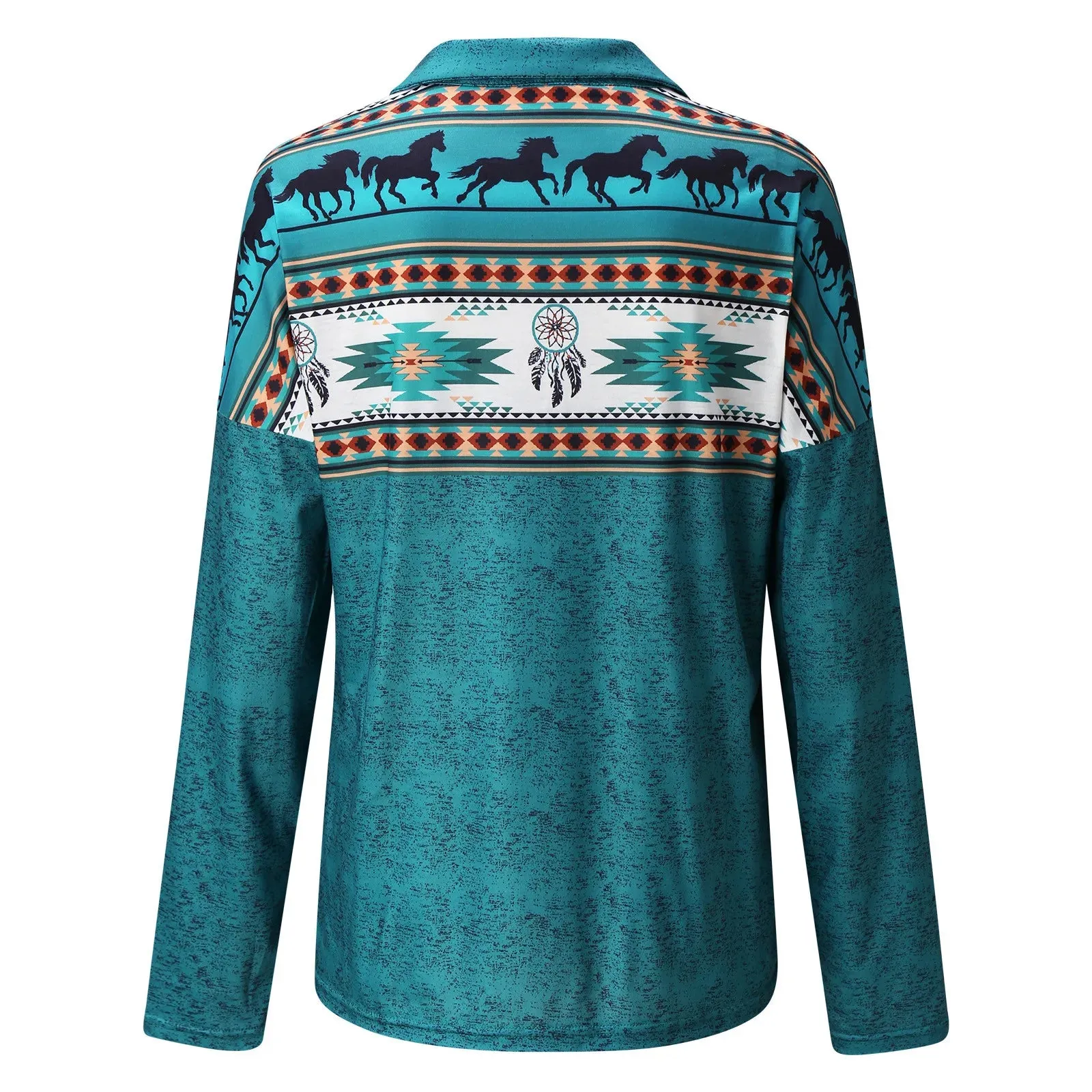 Autumn V-neck Southwest Print Long-sleeved Casual Pullover