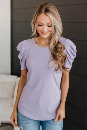 Lavender Thinking Ahead Puff Sleeve Top