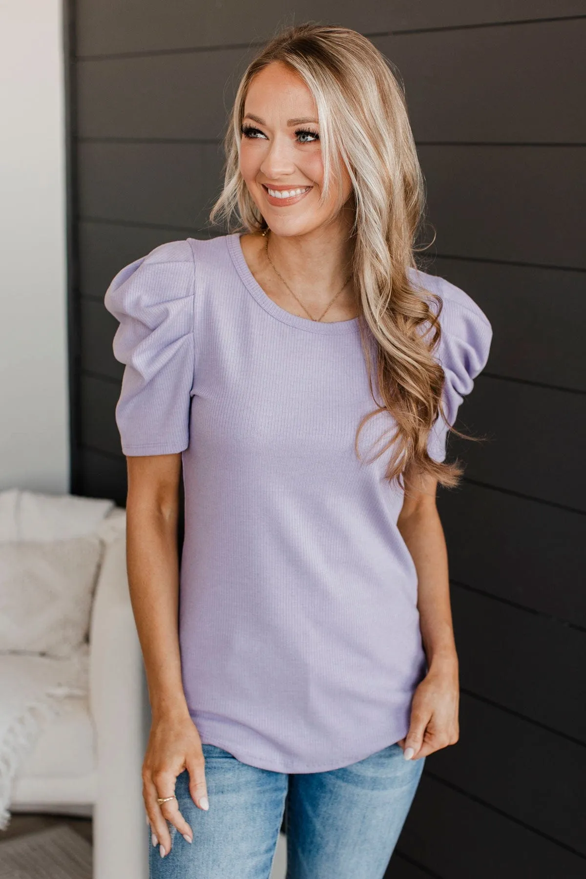 Lavender Thinking Ahead Puff Sleeve Top