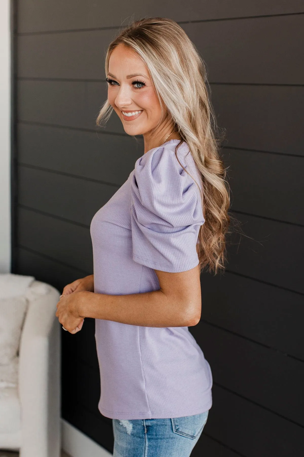 Lavender Thinking Ahead Puff Sleeve Top