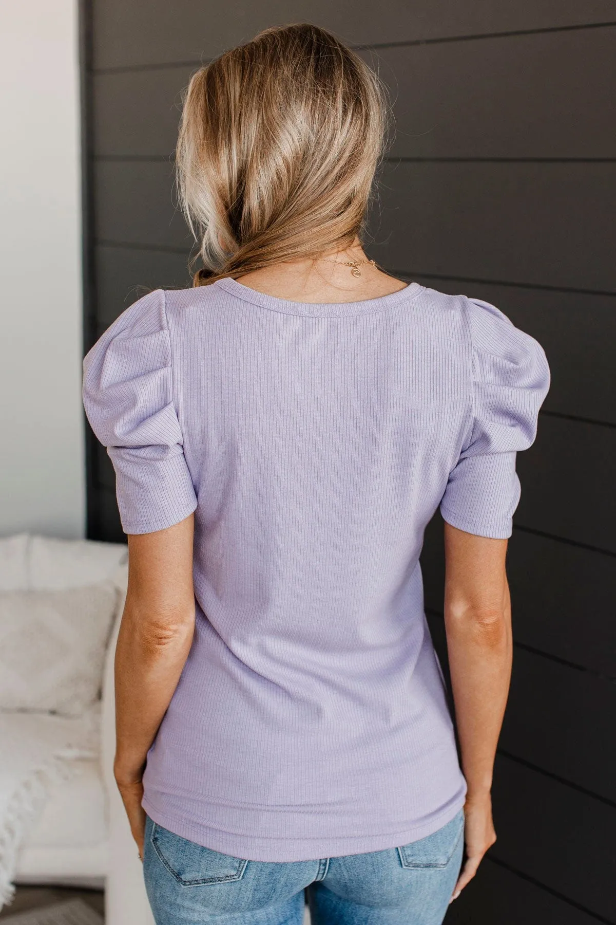 Lavender Thinking Ahead Puff Sleeve Top