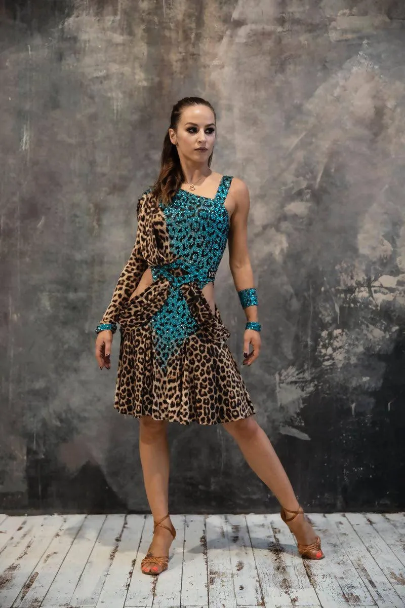 Blue Leopard Latin Dress by Vesa