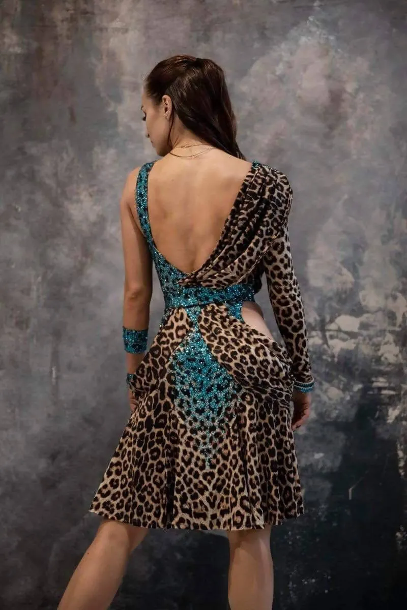 Blue Leopard Latin Dress by Vesa