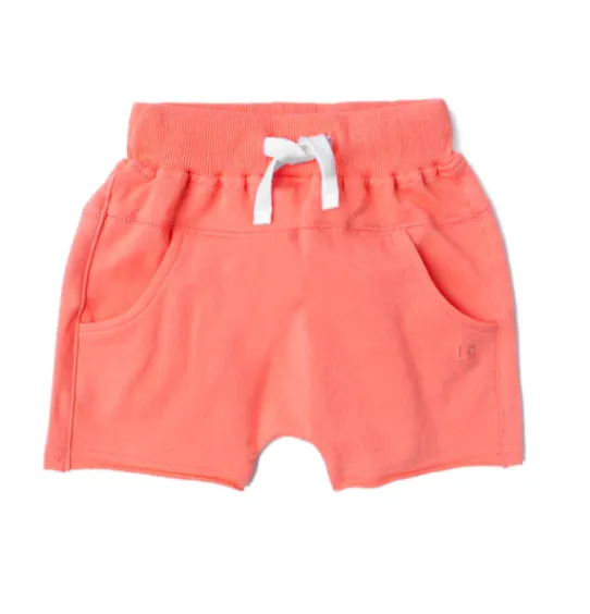 Electric Pink Raw Edge Harem Shorts by Little Bipsy