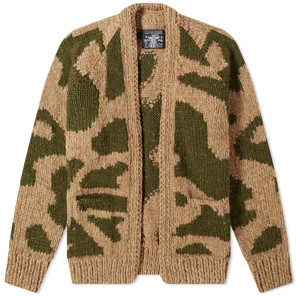 Maharishi Kanata Hand Knitted Camo Cardigan in Woodland