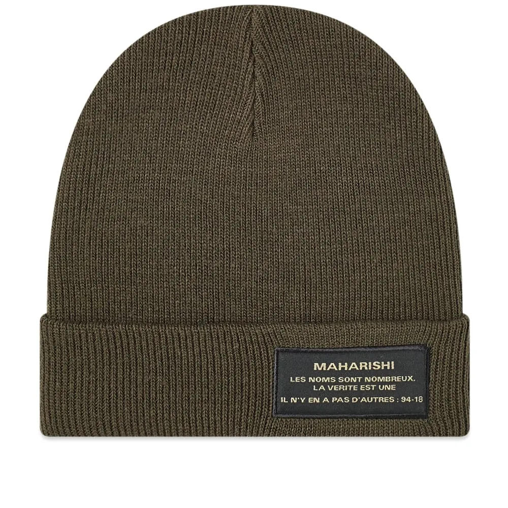 Maharishi Miltype Knitted Beanie in Military Olive