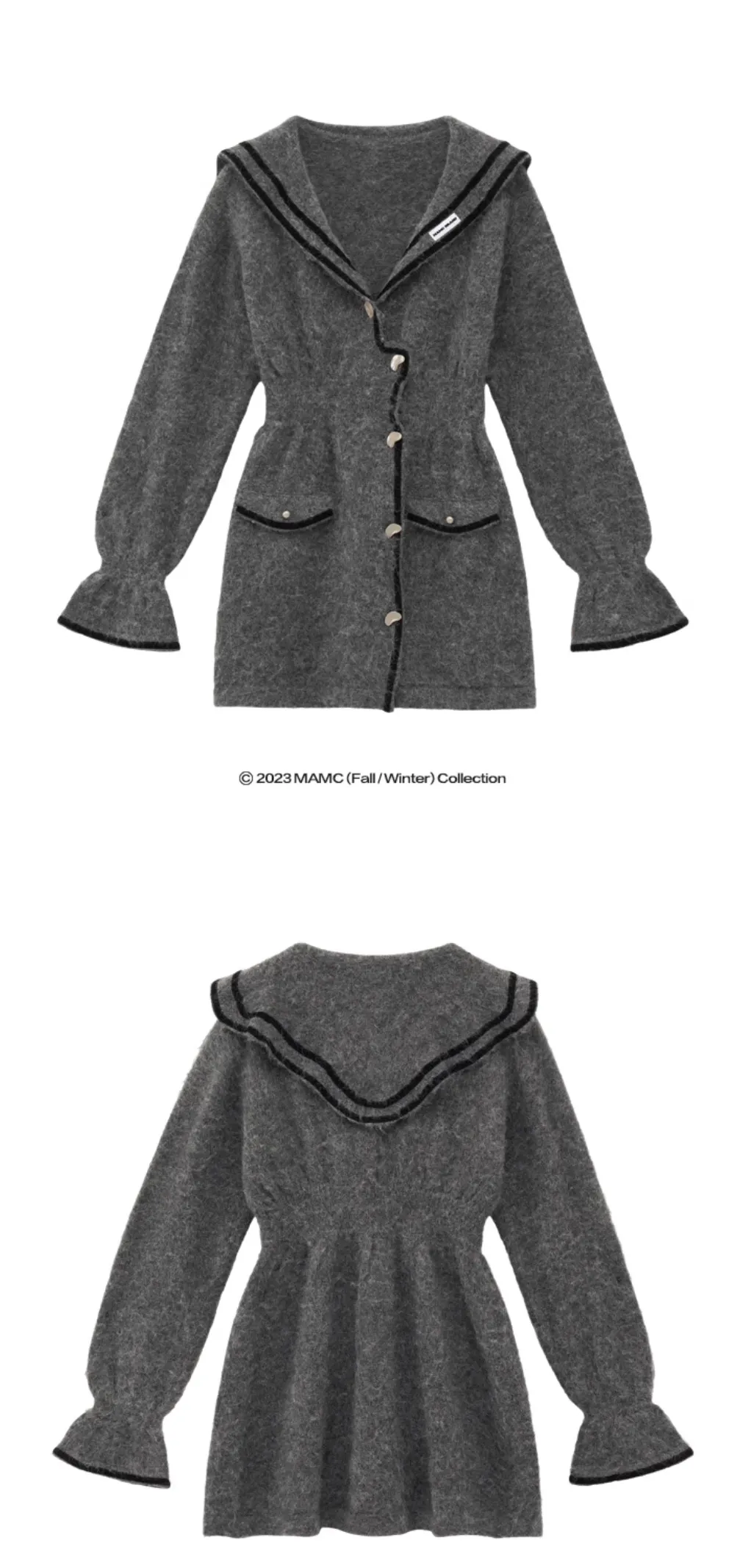 Bi-color Blended Fabrics Wool Casual Long Sleeves