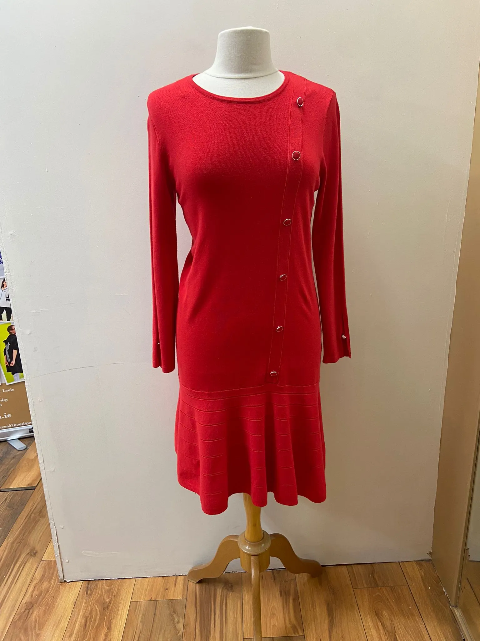 Red Marble Knit Jumper Dress