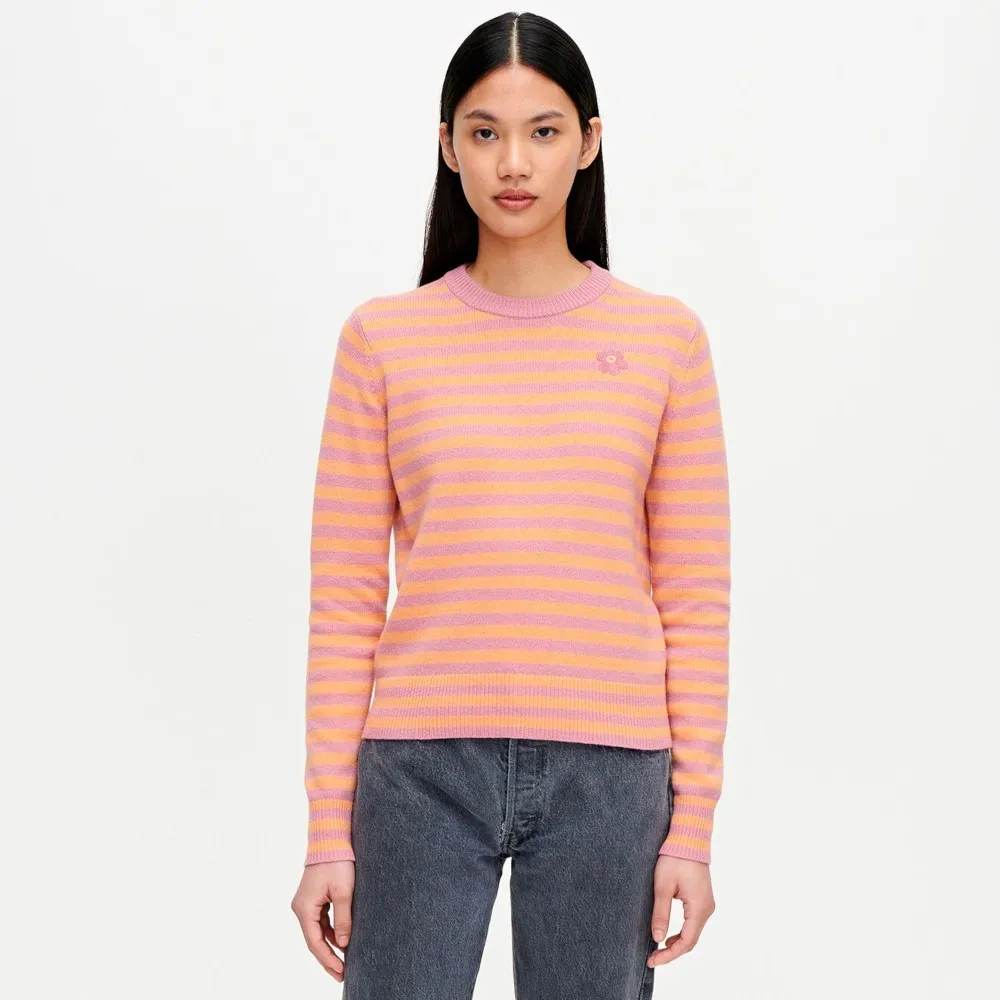 Striped Wool Long Sleeves High-Neck Sweater