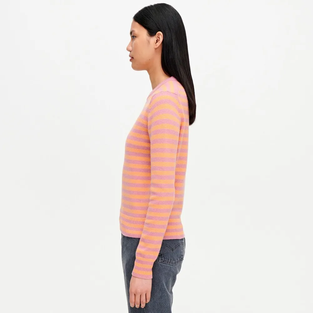 Striped Wool Long Sleeves High-Neck Sweater