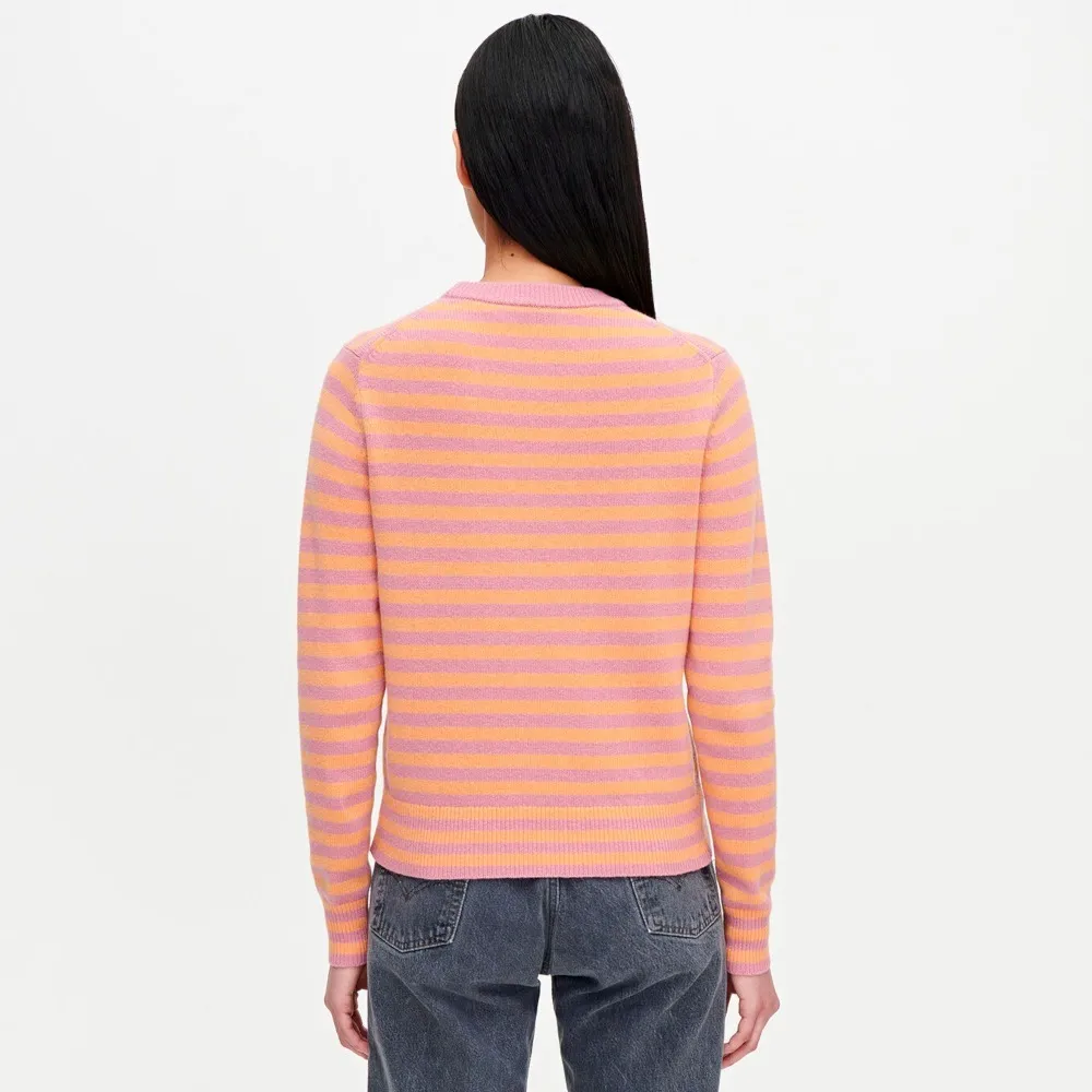 Striped Wool Long Sleeves High-Neck Sweater