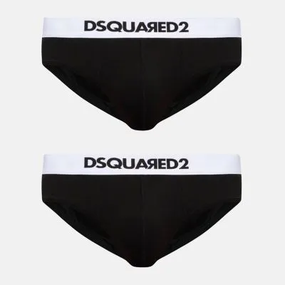 Men's Moschino V1A1302 Black Cotton Stretch Micro Briefs with Logo (2-Pack, PE24)