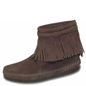 Minnetonka 293 High Top Back Zip Brown Moccasin Boots