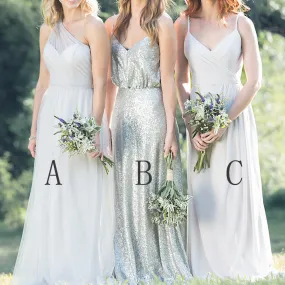 Chic One Shoulder Chiffon Bridesmaid Dresses with Sequin Detailing