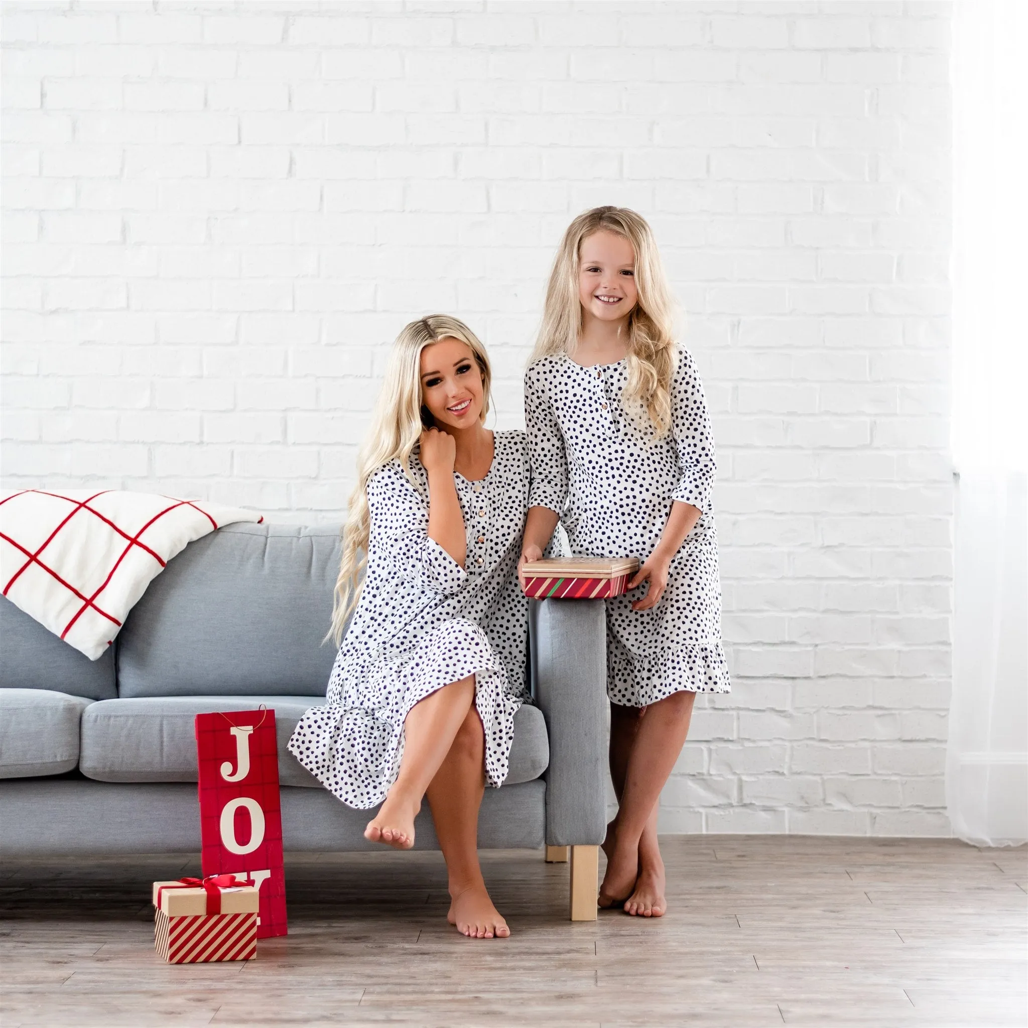 Matching Holiday House Dress Set for Mommy and Me - Black Spot