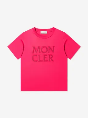 Moncler Enfant Girls Logo Print T-Shirt in Pink