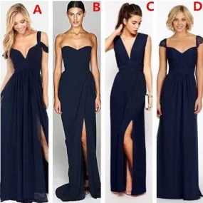 Top Picks: Stylish Mismatched Navy Blue Chiffon Formal Bridesmaid Dresses