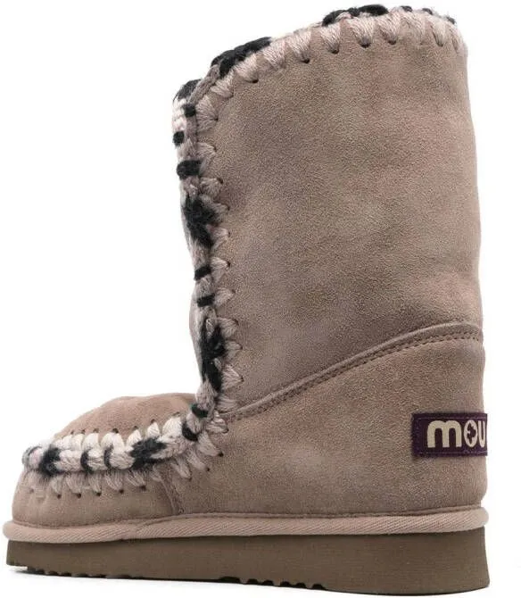 Mou Moccasin Boots with Neutral Contrast Stitching