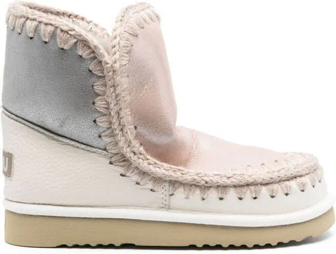 Mou Pink Shearling-Lined Moccasin Boots