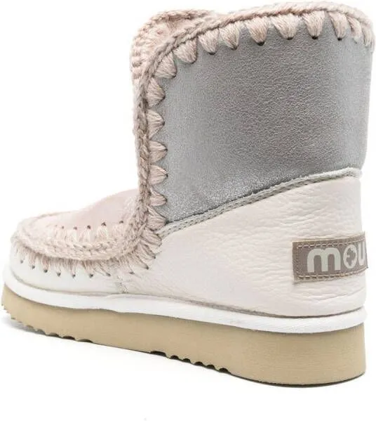 Mou Pink Shearling-Lined Moccasin Boots