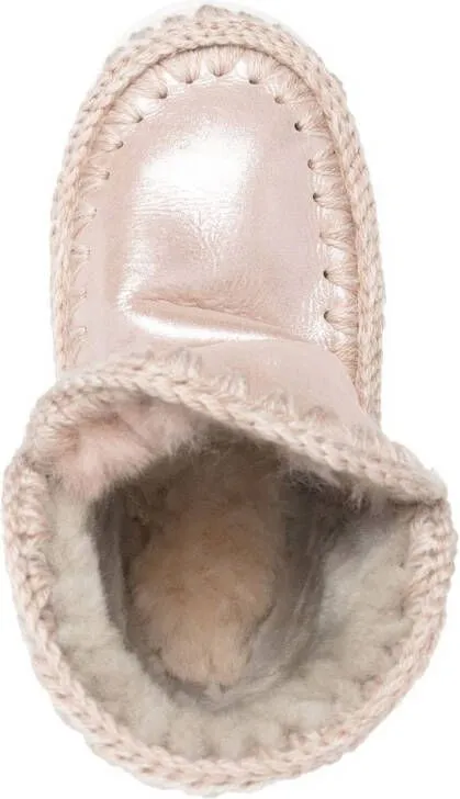 Mou Pink Shearling-Lined Moccasin Boots